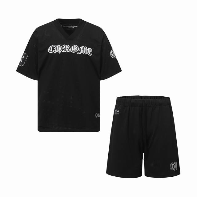 2102款 可搭配短裤 Chrome Hearts Ch 克罗心爆款梵文印花网眼双层冰球服运动套装 采用直喷进口机器印花 五金辅料均开磨定制 正确配置 黑色20