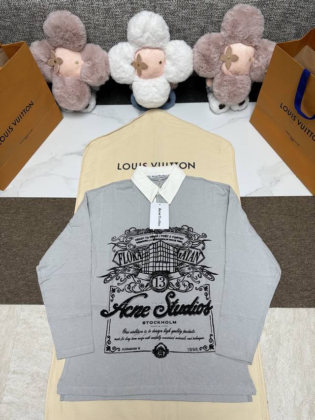 Ac 25 New Polo Collar T-Shirt with Acne Studios' Floragatan artwork and contrast