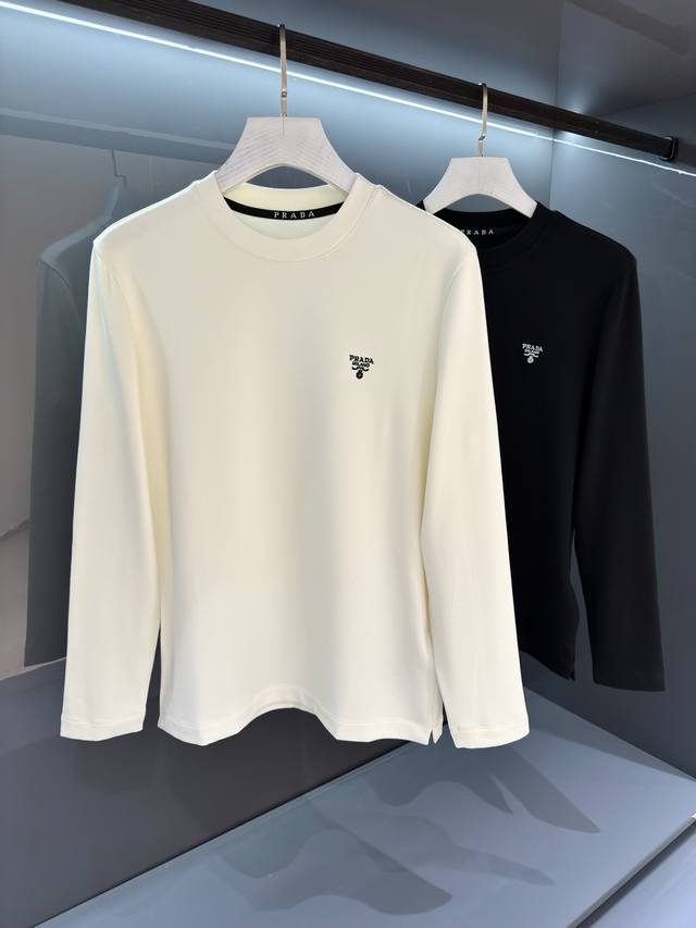 New Arrival Pr2025Ss Autumn/Winter Men's Fashion Fleece-Lined Crew Neck Long-Sle