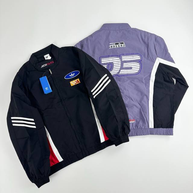 Adidas Originals V-Day Embroidered Logo Casual Zipper Stand Collar Long Sleeve J