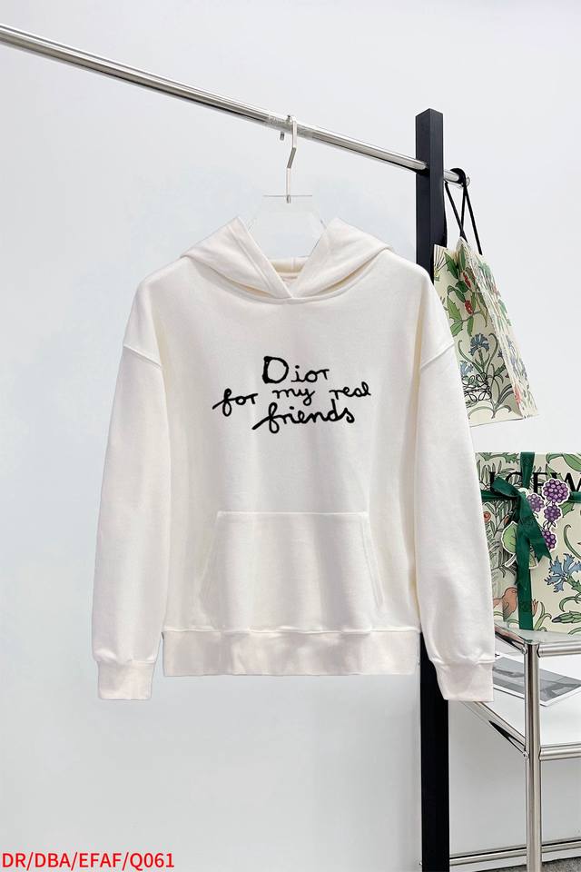 Q061 Dr Dior 25Fw Autumn/Winter New Hooded Sweatshirt. Made with 450g pure cotto