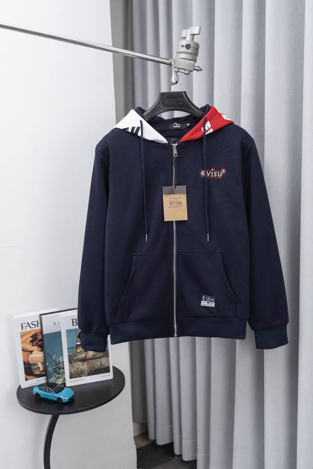 Su Style No.: M021 2025 New Fortune God Hooded Sweatshirt Jacket, Navy Blue with