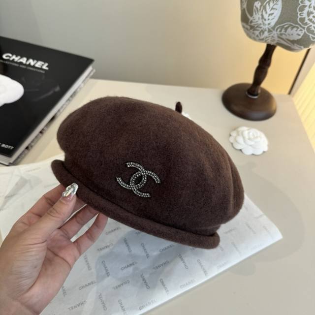 Chanel香奈儿羊毛贝雷帽，南瓜帽，百分百羊毛面料，头围57Cm