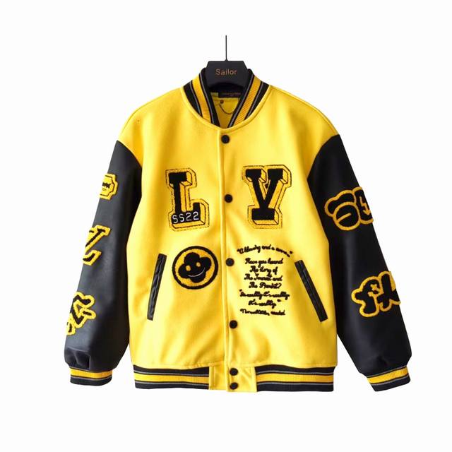 Real Shot Details + Size Chart Louis Vuitton Yellow and Black Baseball Jacket Au
