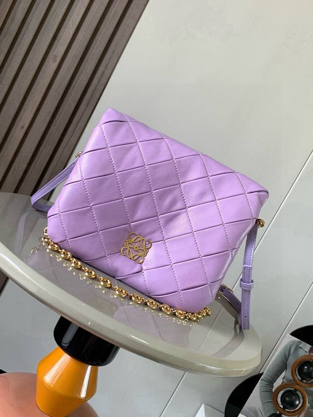 Puffer Goya Handbag in Pleated Shimmering Nappa Lamb Leather. Inspired by the G