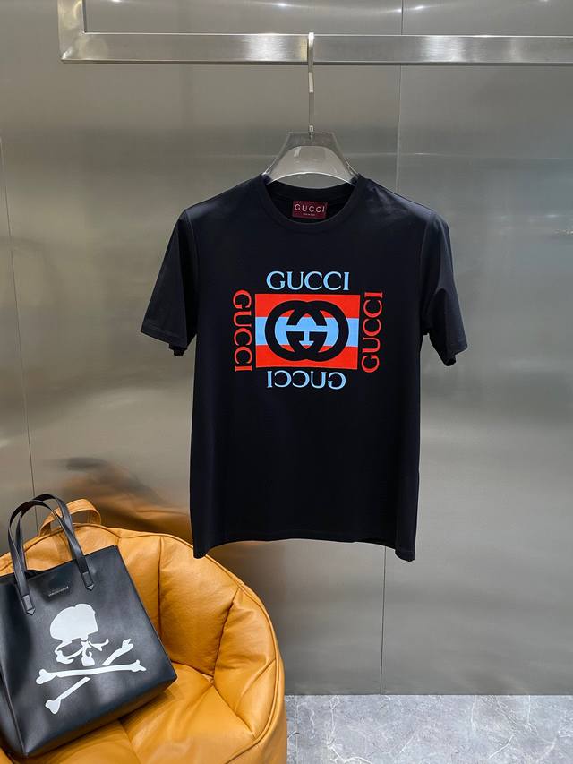 Gucci 2025 Spring/Summer New Unisex Casual Loose Cotton Crew Neck Short Sleeve T