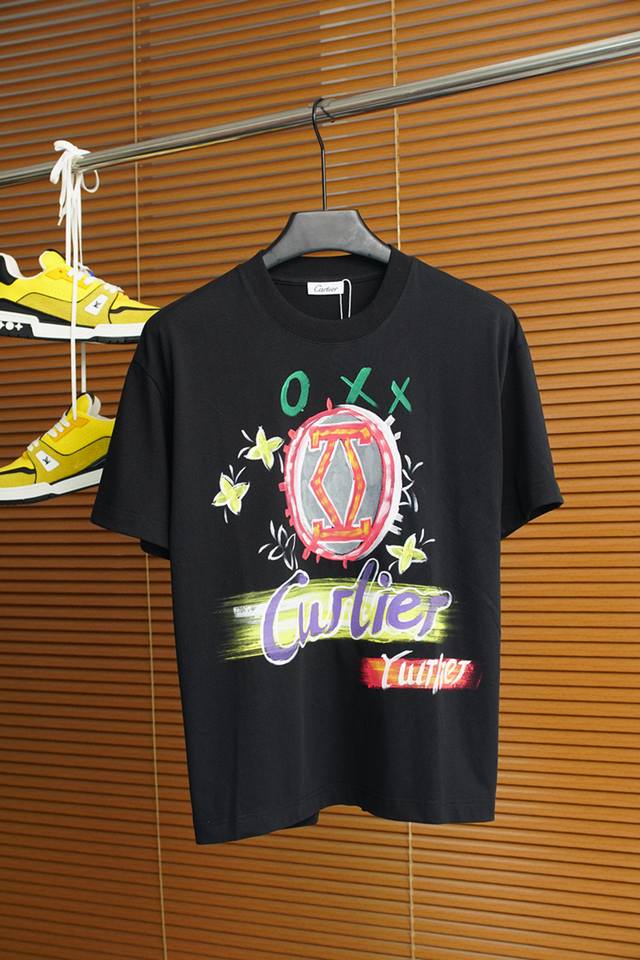 Cartier - 2025 Spring/Summer New Unisex Casual Loose Cotton Crew Neck Short Sle