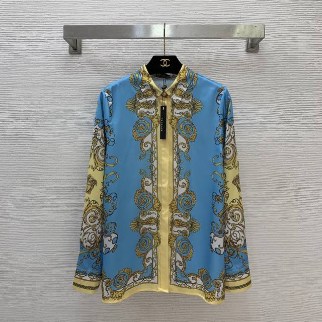 Versac Shirt*New Court Style Retro Fashion Medusa Head Print Loose Casual Button