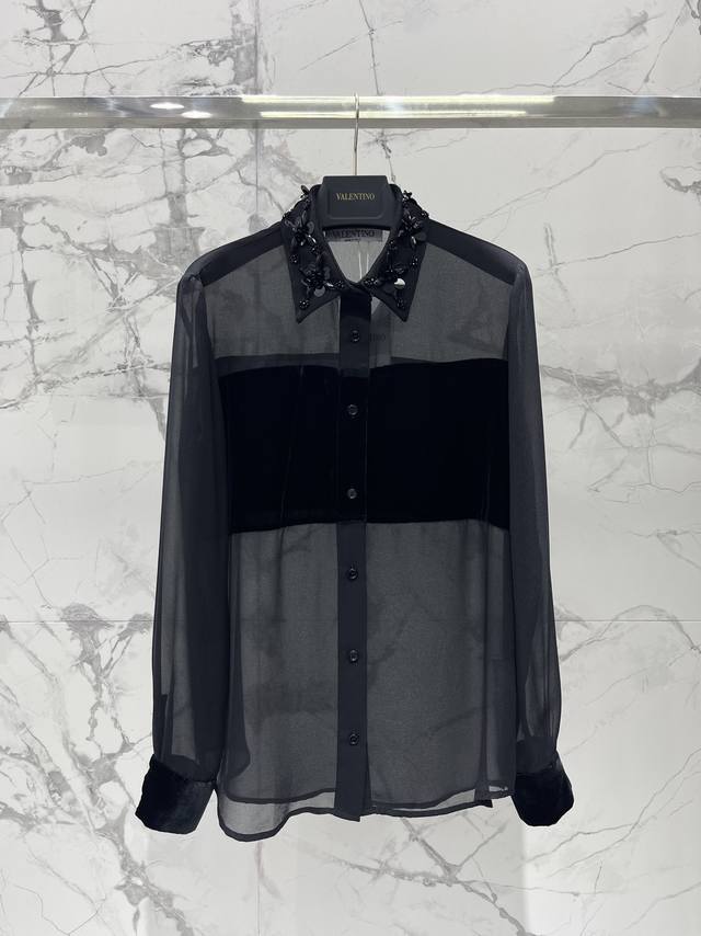 Valentino Heavy Industries Patchwork Semi-Sheer Sexy Blouse The fabric is super