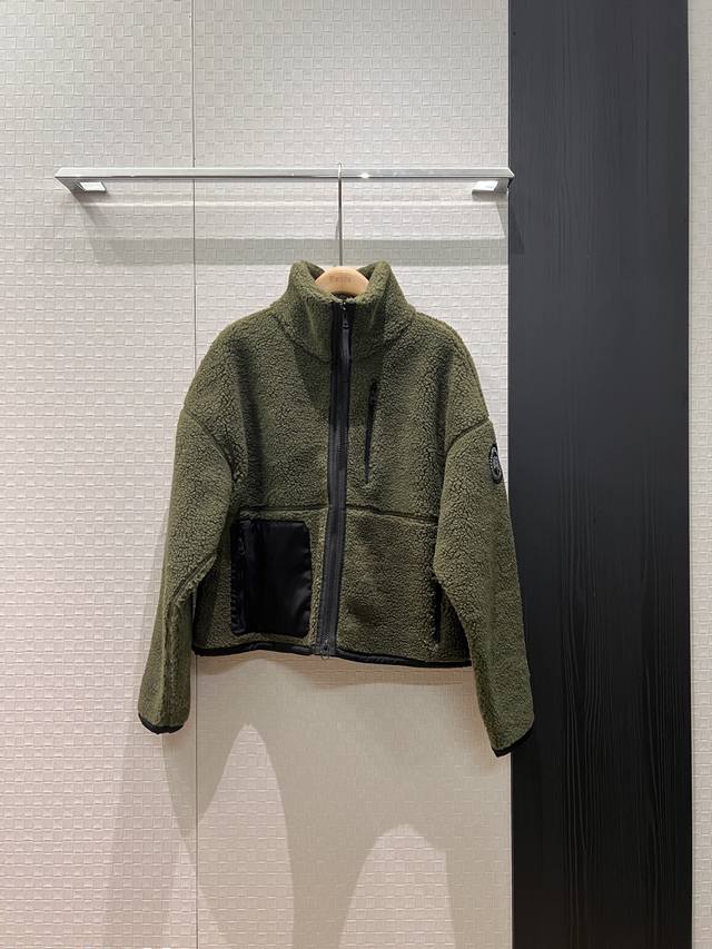 New Canada Goose Fleece Stand Collar Loose-fitting Jacket with Classic Embroider