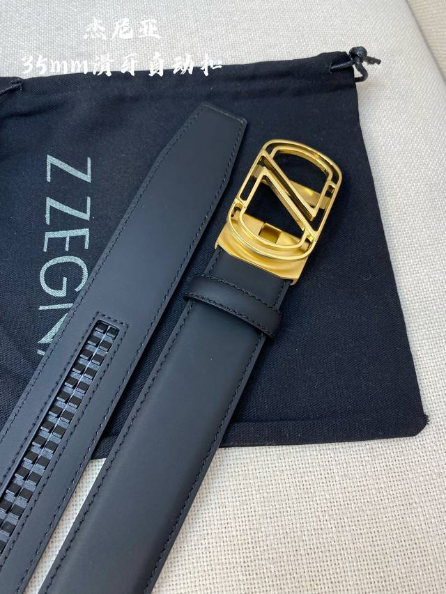 杰尼亚男士自动腰带- 宽度34Mm 316精品钢扣 精工打造 手感柔软 可以裁剪