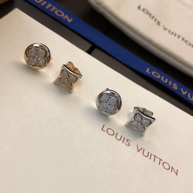 Lv Louis Vuitton Clover Asymmetrical Earrings, Everyday Versatile Classic Monogr Lv Louis Vuitton Clover Asymmetrical Earrings, Everyday Versatile Classic Monogr