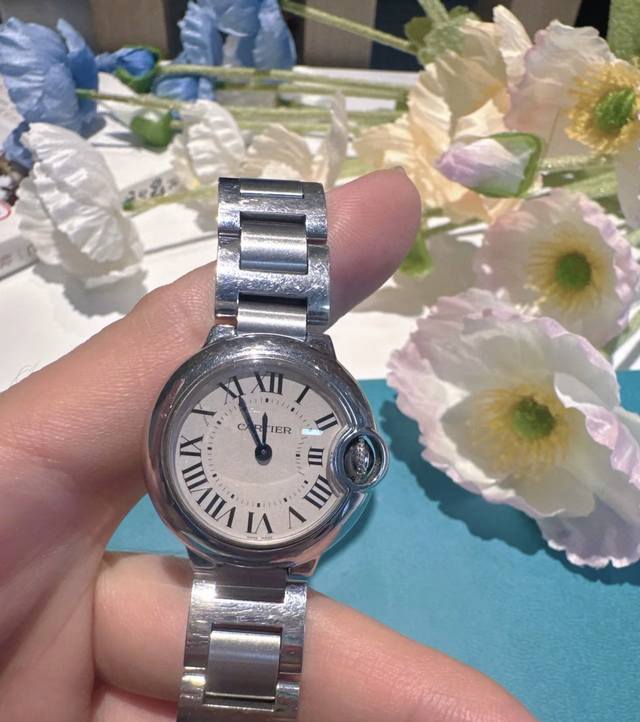 Cartier卡地亚 蓝气球系列 石英机芯 30米防水 女表 瑞表 33Mm 白色表盘 精钢表带