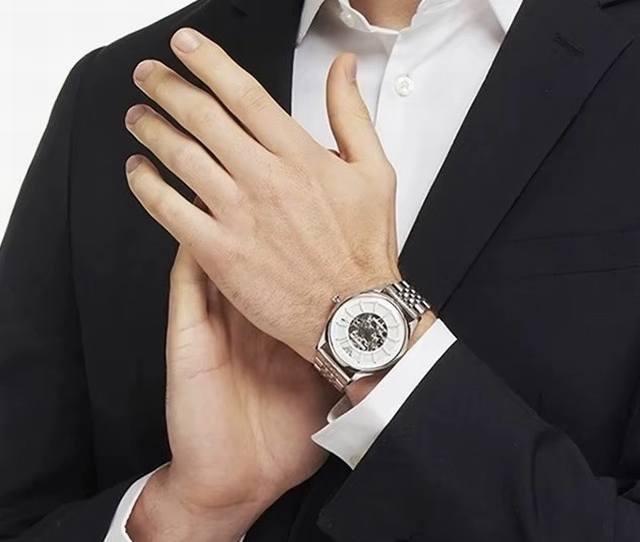 Emporio Armani watch, mechanical movement, stainless steel bracelet, 43mm, white