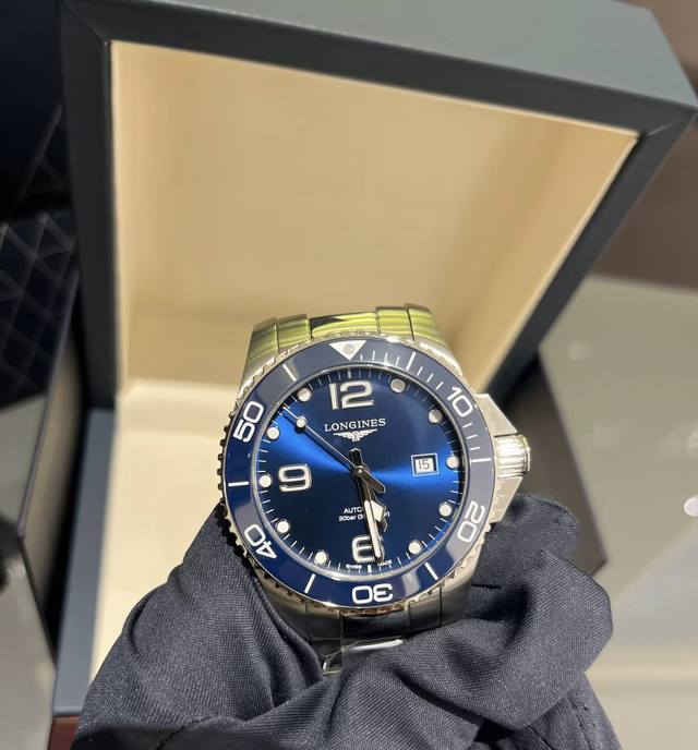 Longines Conquest Ceramic Bezel Dive Watch Classic sunburst dial with applied ho