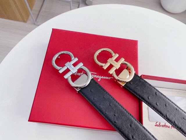 Ferragamo belt, universal style, width: 3.4cm. New pure cowhide leather with a