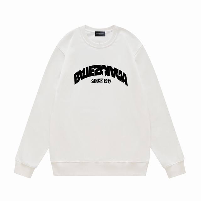 Fw25 秋冬圆领印花卫衣系列 -Balenciage字母倒叙图案Logo卫衣 采用420G全棉双股大毛圈面料同缸定染。不缩水不退色，手感舒服，质感超强全套辅料