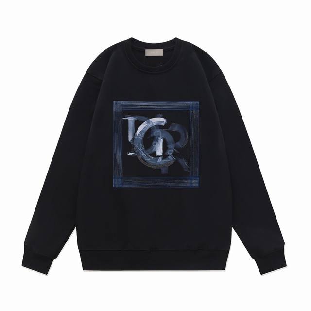 Fw25 秋冬圆领印花卫衣系列 -Dior字母印花图案Logo卫衣 采用420G全棉双股大毛圈面料同缸定染。不缩水不退色，手感舒服，质感超强全套辅料。潮男潮女必
