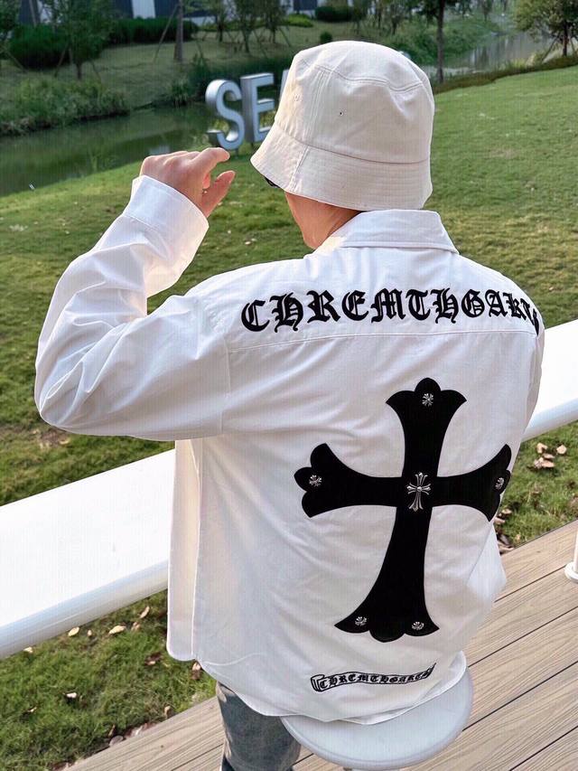 Chrome Hearts 克罗心 皮十字 拼皮刺绣 衬衫外套 Os版型 男女都可驾驭！面料使用斜纹纱卡全棉面料！纹路清晰流畅，不易起皱，不褪色！ 绣花工艺复杂