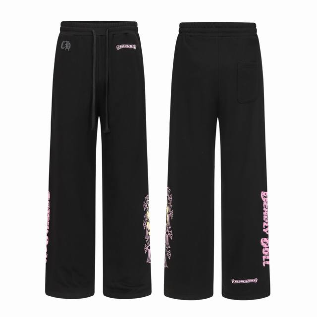 W5008款 跨境跑量款 追求质量者请勿下单 -Chrome Hearts 克罗心梵文比基尼女人印花长裤休闲裤卫裤 -高克重高密度高品质 毛料柔软细腻亲肤 触感