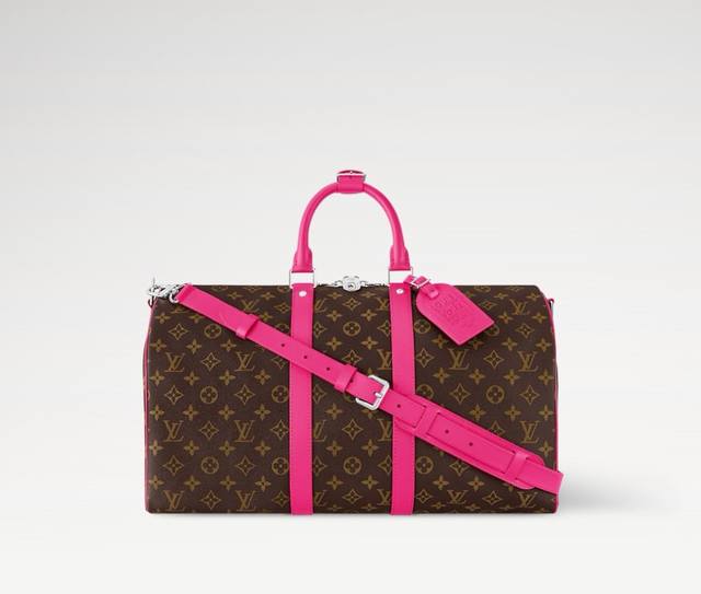 M13807玫红 M13808藏红 顶级原单 变码芯片 本款 Keepall BandoulièRe 45 旅行袋为 Monogram Macassar 涂层帆