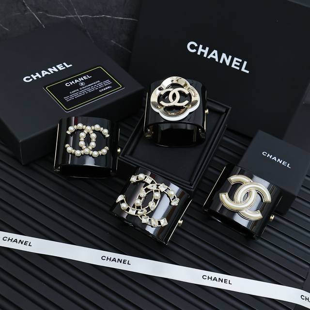 Chanel Acrylic Double C Hollow Wide Open Bangle Extra Large Acrylic Double C Sty