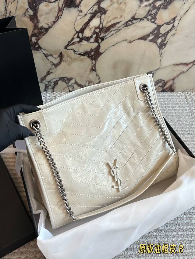 Comes with box Size: 32*27Cm YSL tote bag, crackled waxed cowhide Niki Shopping Comes with box Size: 32*27Cm YSL tote bag, crackled waxed cowhide Niki Shopping