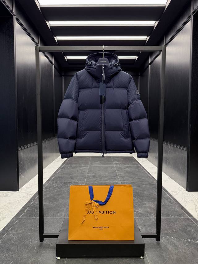 Premium Down Louis Vuitton Lv 141 Monogram Jacquard Hooded Down Jacket with Deta