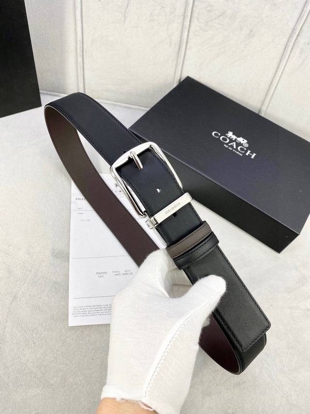 Width 4.0Cm Coach double-sided plain weave leather, adjustable strap length, ma