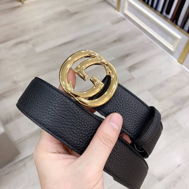 配全套包装盒 Gucci 古奇官网爆款 正品规格 原单品质 进口头层Togo荔枝纹 手感极佳 颗粒感40Mm 复古双G做旧古金扣