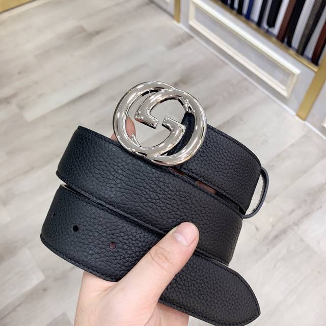 配全套包装盒 Gucci 古奇官网爆款 正品规格 原单品质 进口头层Togo荔枝纹 手感极佳 颗粒感40Mm 复古双G做旧古金扣