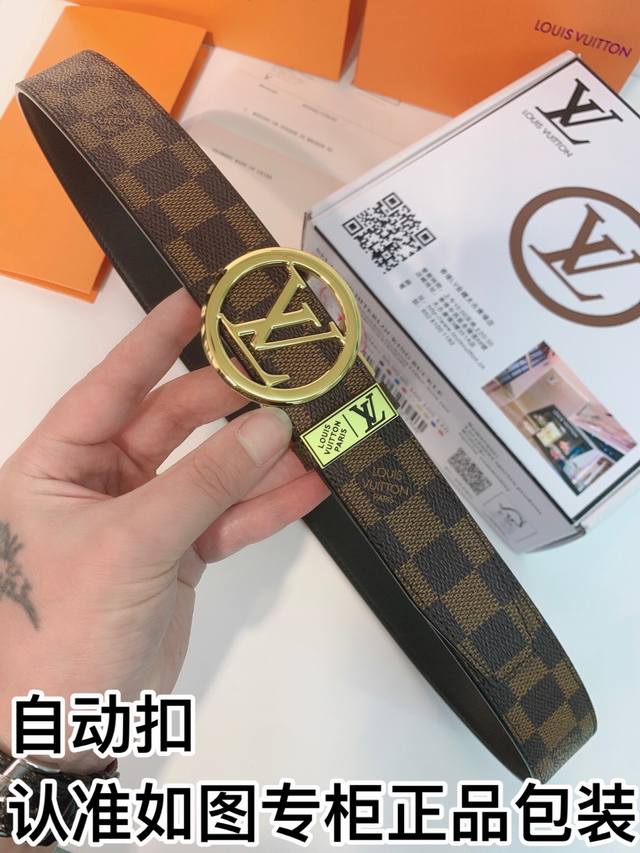 Belt: Louis Vuitton Automatic Buckle Belt: 100% top-grain cowhide, guaranteed g