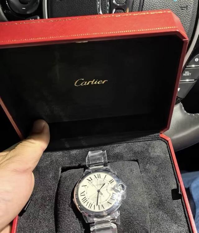 Cartier卡地亚 蓝气球系列 自动机械机芯 日期显示 防水简约 男表 腕表 42Mm 银色表盘 精钢表壳 精钢表带