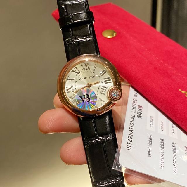 V3, upgraded Cartier Ballon Blanc de Cartier watch with full red travel packagin