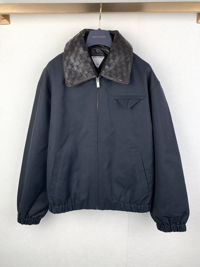 Bv Bottega Veneta Ss25 Intrecciato Woven Lambskin Collar Cotton Zipper Jacket DD