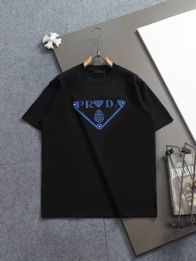 Prada 320g Crew Neck Short Sleeve T-Shirt DDD Printed Letter Logo Craftsmanship