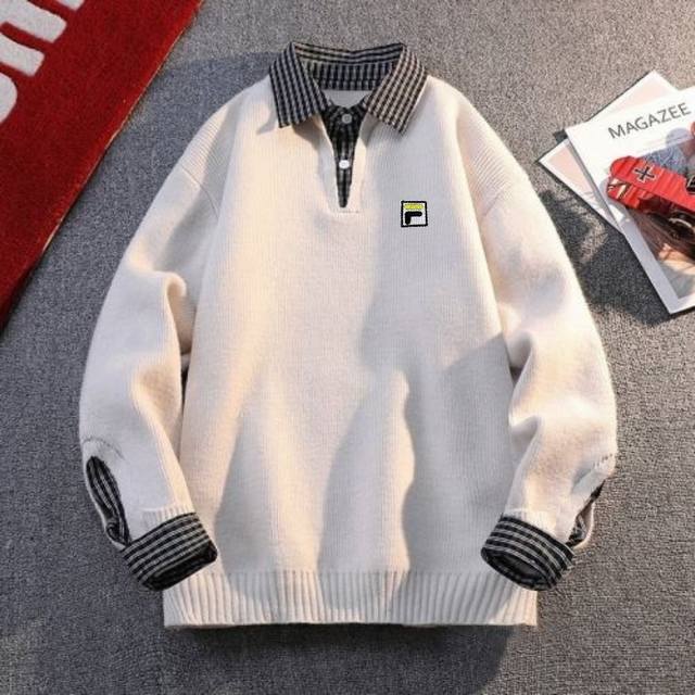 Fila Collared Sweater for Energetic Layering DDD The innovative shirt-style col