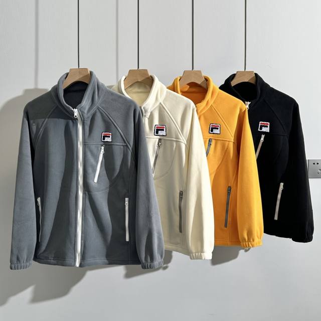 Fila Stand Collar Double-Sided Fleece Cardigan - High-End Deal! New Autumn/Wint