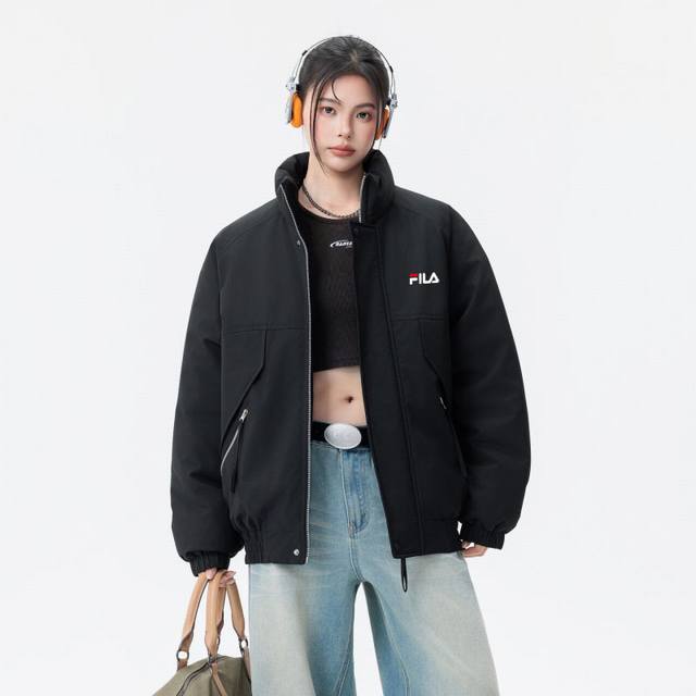 Flla Fila down-filled cotton coat, stand-collar, unisex, exclusive best-selling