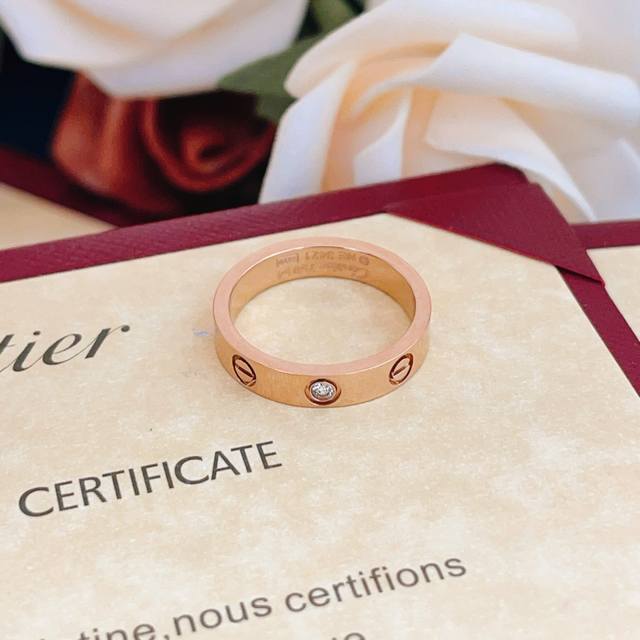 Sizes: 6, 7, 8 DDD Cartie* Cartier's latest rose gold solitaire ring, made of t