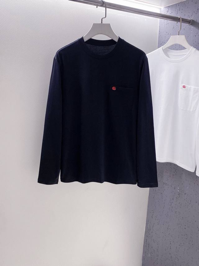 Supporting Gu after the New Year~ Crew Neck Long Sleeve T-Shirt with Red Embroid