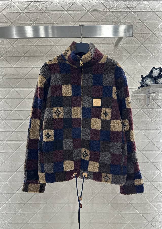 Louis Vuitton 2026 New Arrival DDD Stand Collar Color-Blocked Check Teddy Plush
