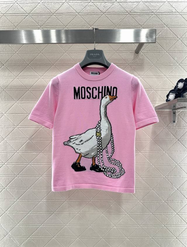 Moschin*2026 New Arrival DDD Pearl Goose Crew Neck Knit Short-Sleeve Top DDD Mad