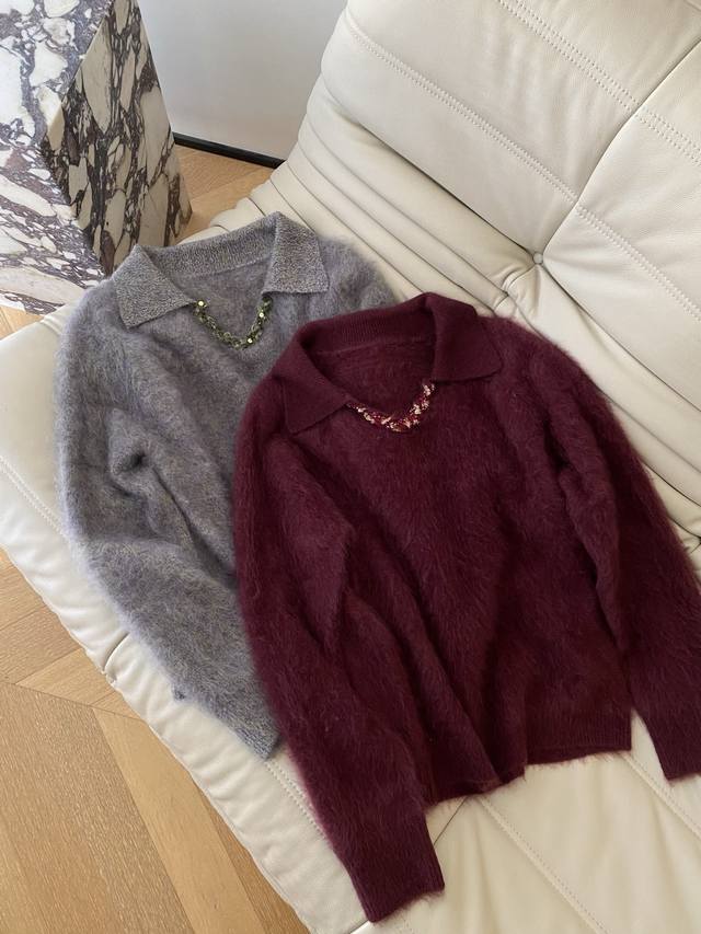 26Ss Early Spring Heavy-Duty Exquisite V-Neck Lazy Style Sweater: French Eleganc 26Ss Early Spring Heavy-Duty Exquisite V-Neck Lazy Style Sweater: French Eleganc