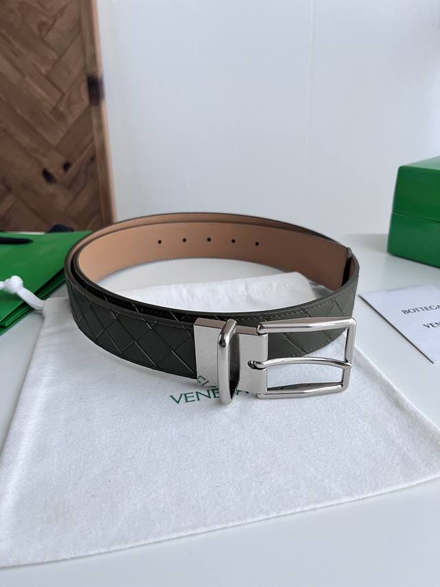 Bv 2026 Newest Men's Braided Belt, Double-sided Handmade Intreccio Large Grid Br