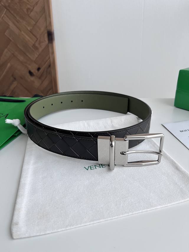 Bv 2026 Newest Men's Braided Belt, Double-sided Handmade Intreccio Large Grid Br