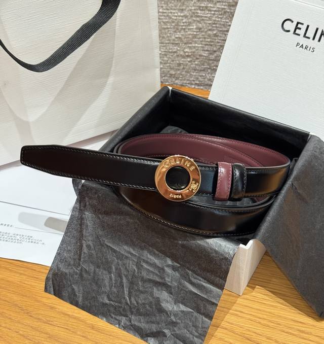 Disc 25mm Reversible Leather Belt DDD Taurillon leather, reversible belt, 2 comp