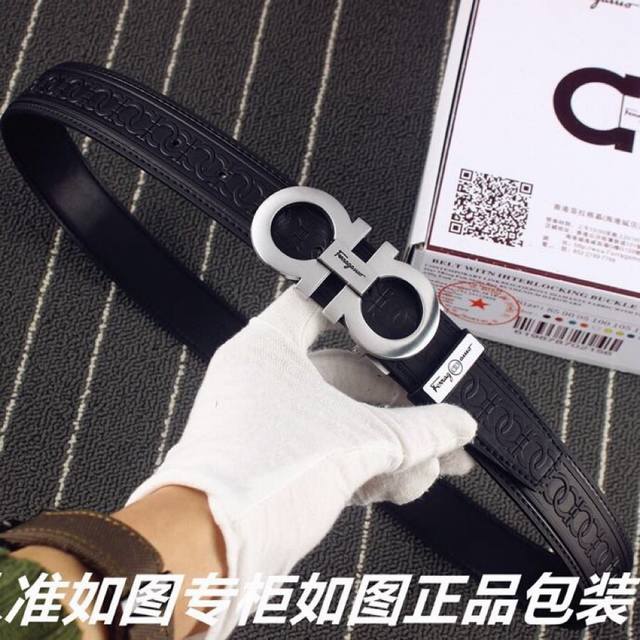 品名：菲拉格木原单 DDD 型号：请认准如图专柜包装，赠送打孔器 DDD 材料：百分百头层牛皮，保证真皮。24K纯钢扣专柜同等质量， 送人自用首选 DDD 包装