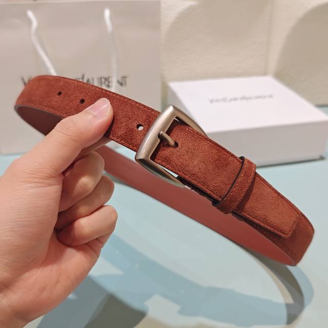 3.0Cm Saint Laurent belt, suede, top-grain cowhide, length: 75.80.85.90.95.100.1 3.0Cm Saint Laurent belt, suede, top-grain cowhide, length: 75.80.85.90.95.100.1