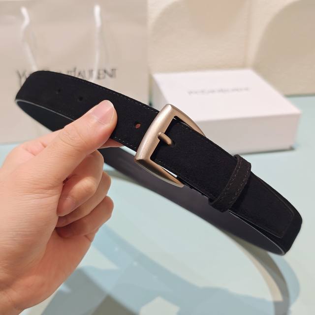 3.0Cm Saint Laurent belt, suede, top-grain cowhide, length: 75.80.85.90.95.100.1 3.0Cm Saint Laurent belt, suede, top-grain cowhide, length: 75.80.85.90.95.100.1
